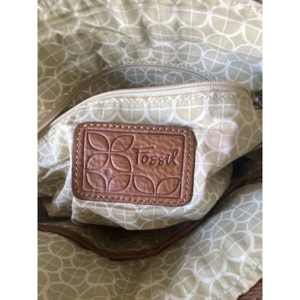 Vintage Fossil Red Floral Canvas Hobo Shoulder Bag